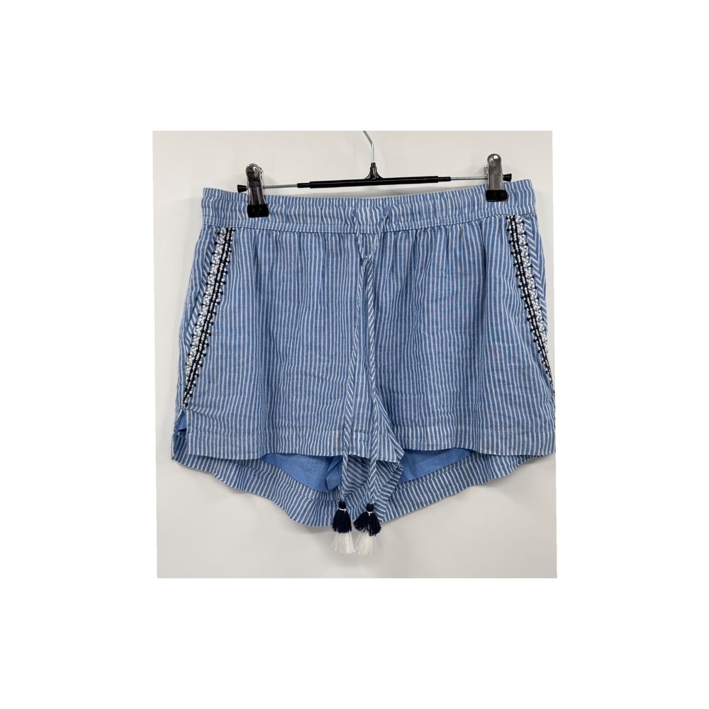 Vineyard‎ Vines Small Striped Shorts Womens Blue Seersucker Tassel Embroidered